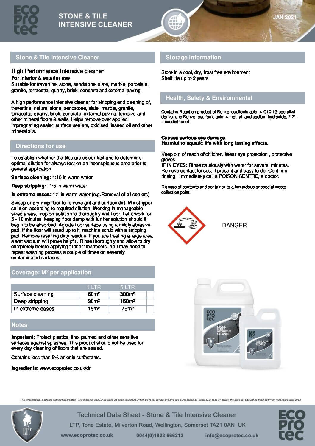 ECOPROTEC STONE TILE INTENSIVE CLEANER 1L DESC
